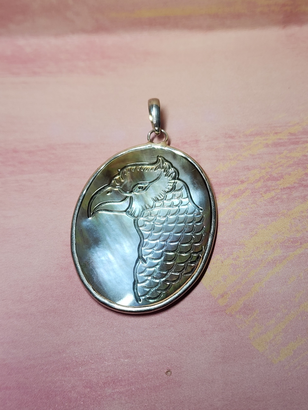 Carved Abalone Eagle/Condor - Sterling Setting